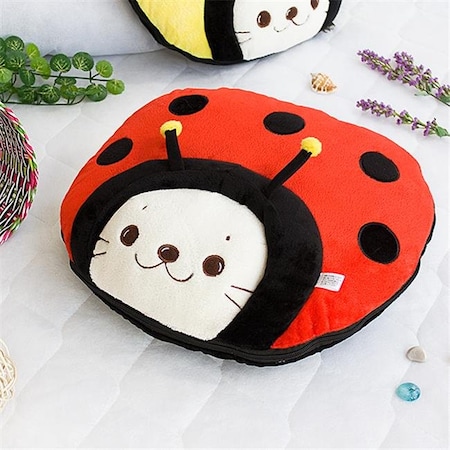 Sirotan - Ladybug Red Blanket Pillow Cushion / Travel Pillow Blanket